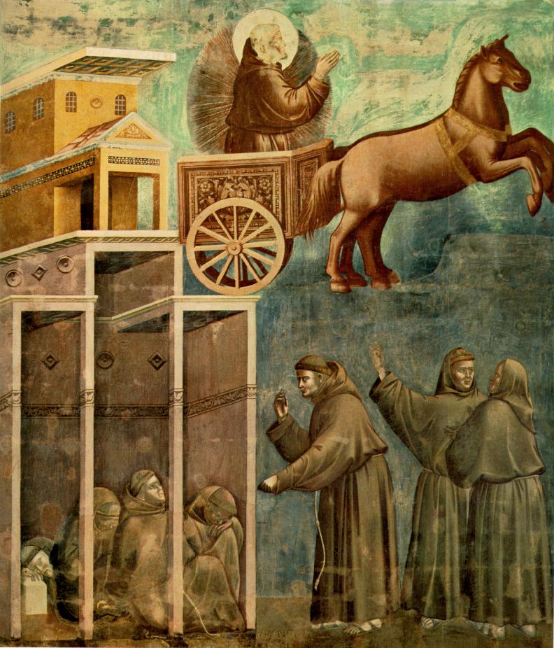 Giotto - Legend of St Francis - [08] - Vision of the Flaming Chariot