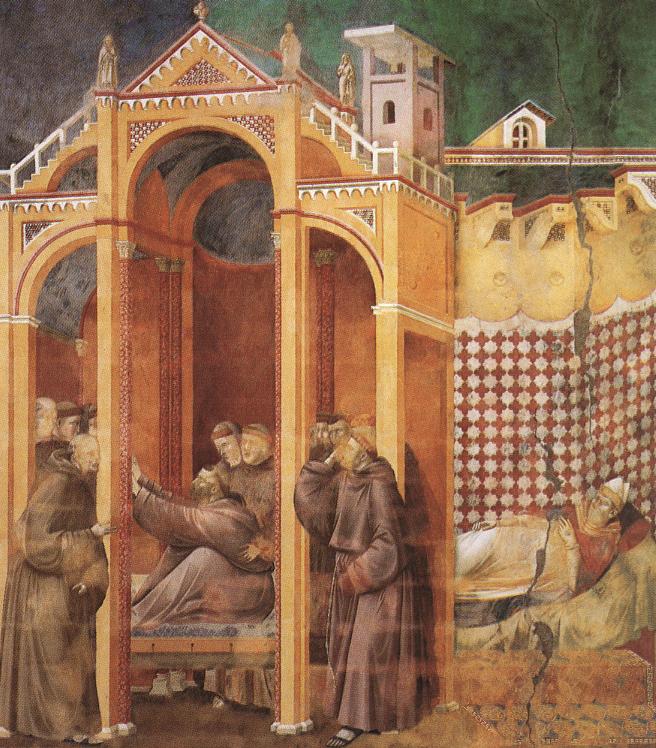 Giotto - Legend of St Francis - [21] - Apparition to Fra Agostino and to Bishop Guido of Arezzo