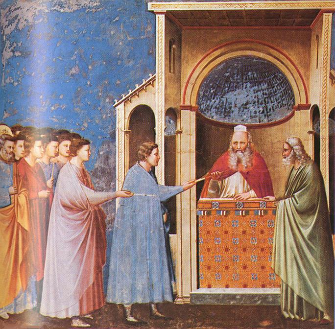 Giotto - Scrovegni - [09] - The Rods Brought to the Temple