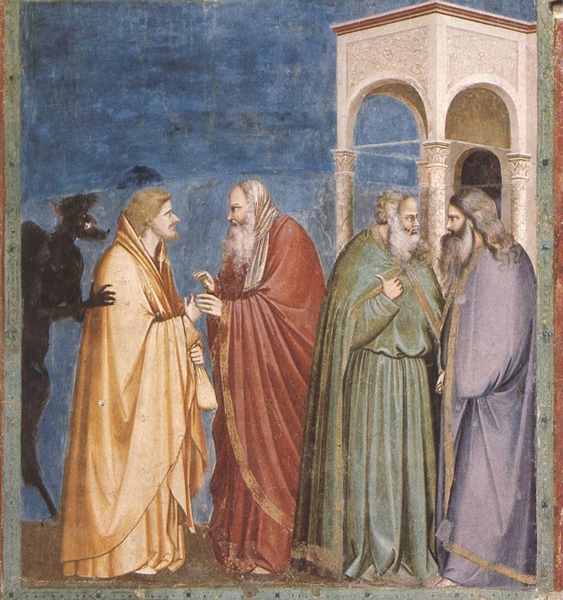 Giotto - Scrovegni - [28] - Judas Receiving Payment for his Betrayal
