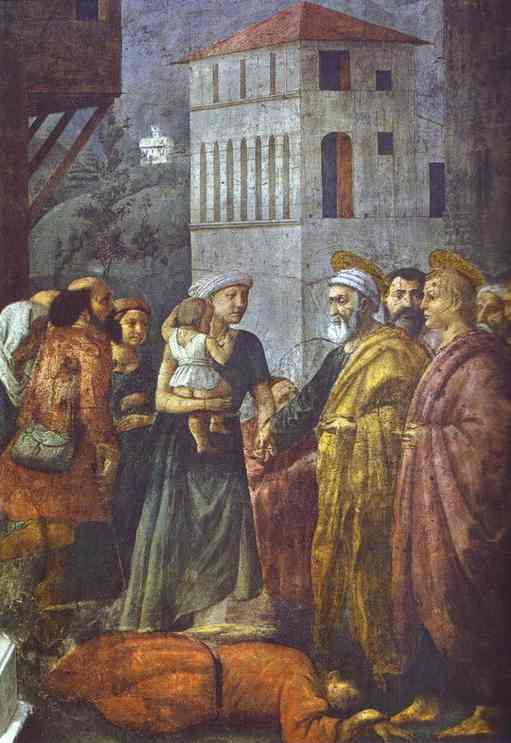 Masaccio - Distribution of the Goods of the Community and the Death of Ananias