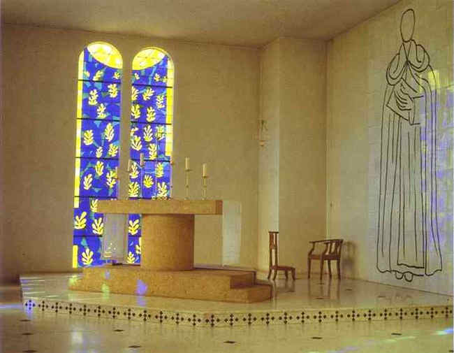 Vue de l'interieur de la chapelle du Rosaire à Vence  - 1950