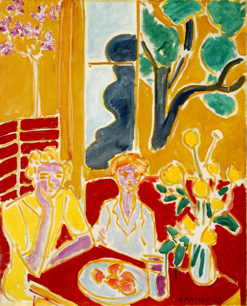 matisse - Deux fillettes, fond jaune et rouge - 1947