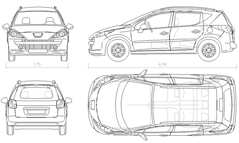 Peugeot 207 SW drawings